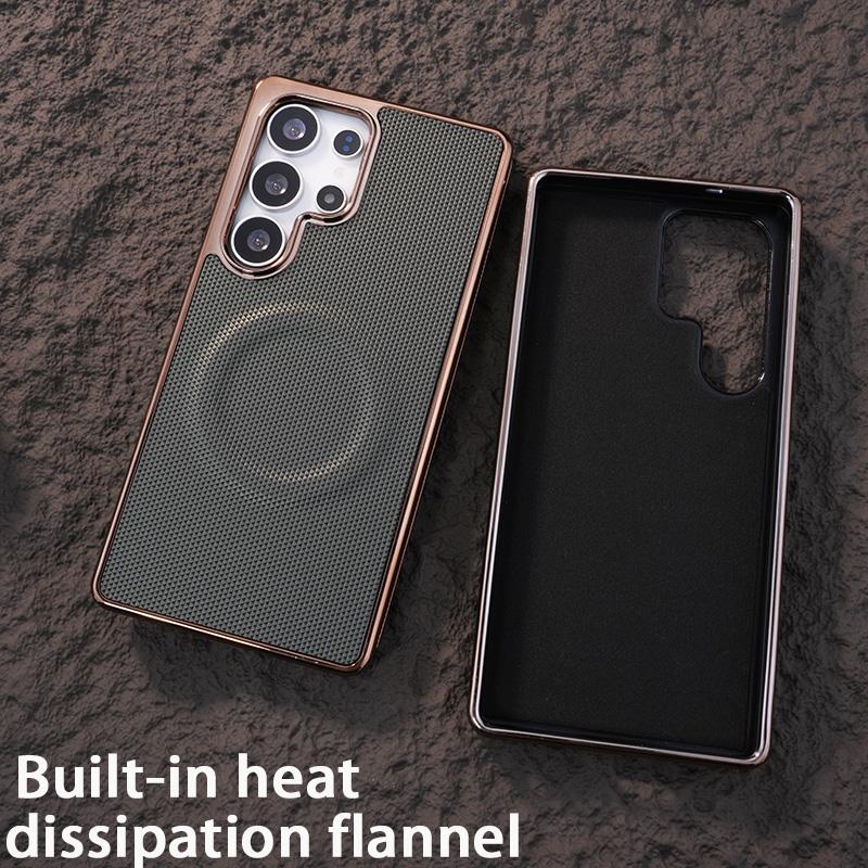 Чехол для телефона из мягкой кожи с покрытием для Samsung Galaxy S24 FE S25 Ultra S23 S22 Plus с поддержкой беспроводной зарядки и магнитным покрытием