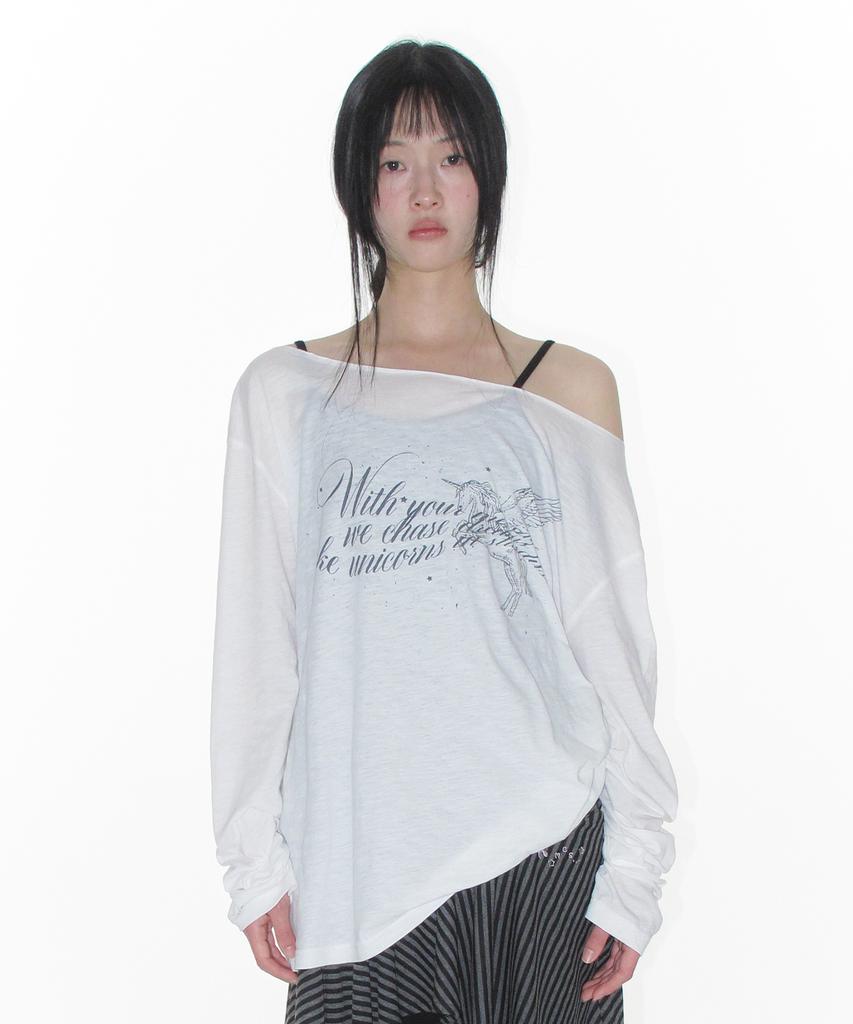 AMES-WORLDWIDE Unicorn Sheer Ls Tee Ivory