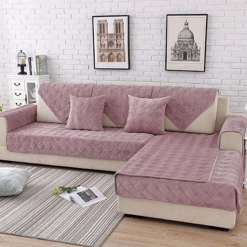 Всесезонная универсальная короткая плюшевая подушка для дивана, утолщенный нескользящий чехол, тканевая подушка, полный комплект, универсальный чехол для дивана с защитой от кошачьих царапин