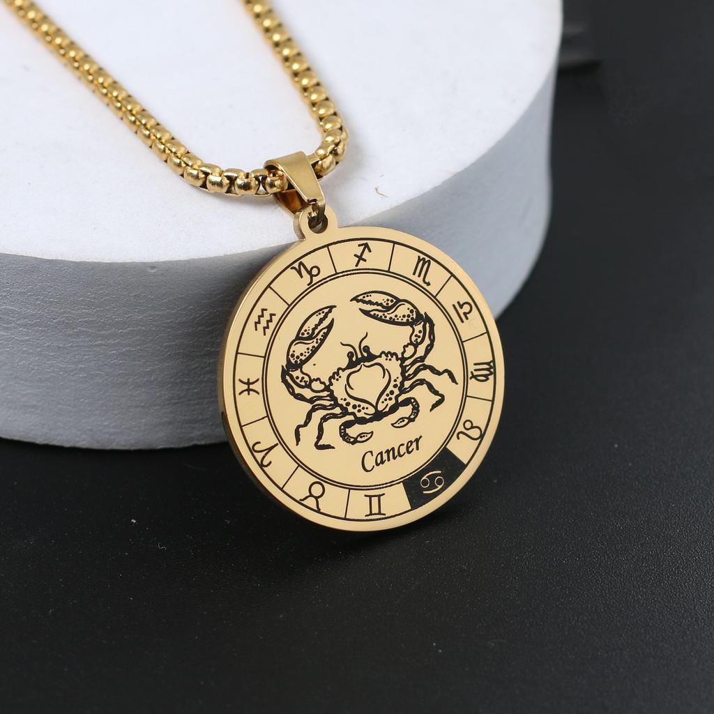 Ожерелье со знаком зодиака для мужчин и женщин лучшему другу, собачьи жетоны, подарок на день рождения, ожерелье с 12 созвездиями, кулон, ювелирное изделие для пары, подарок