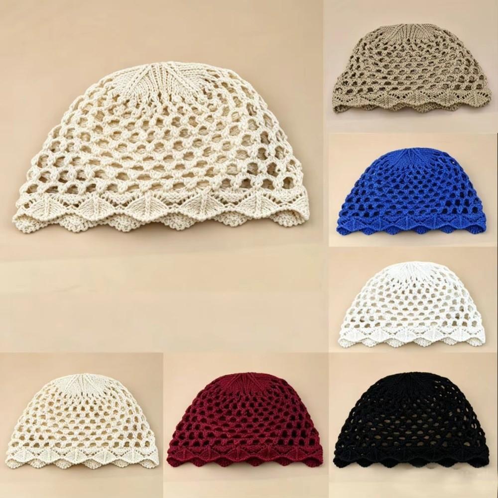 Adjustable Hollow Knit Cap Hollow Out Ethnic Style Cap Breathable Bohemian Cap Outdoor