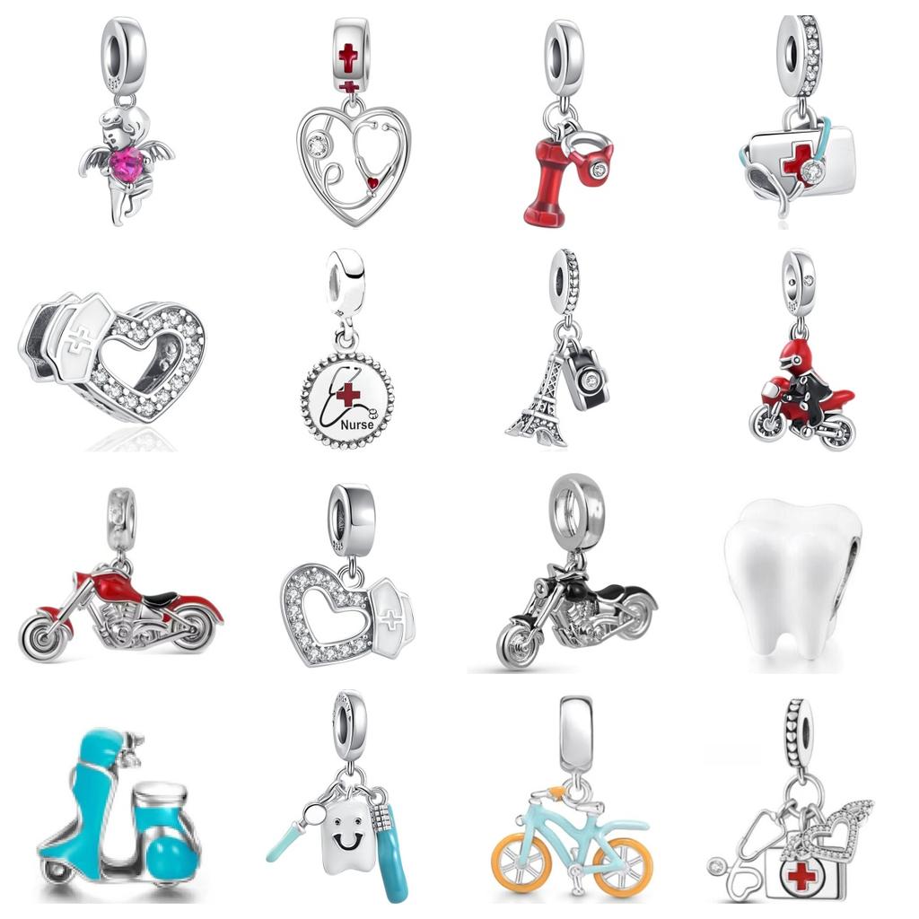 Copper Plated Black Motorcycle Pendant Dangle Charm Bead Fit Original Bracelet For Women Diy Fashion Jewelry Making