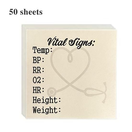 50 листов Блок для заметок с липким краем Квадратный блокнот медсестры Журнал жизненно важных показателей