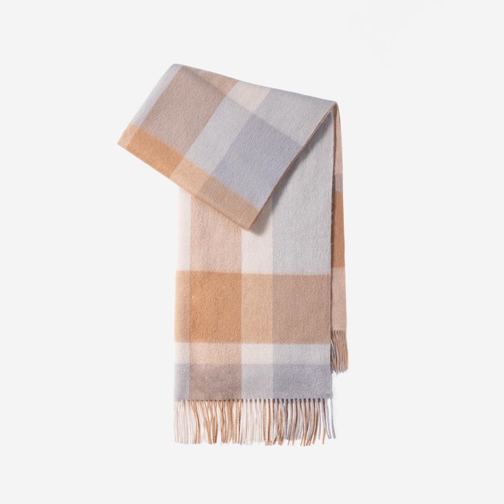 Осенне-зимний новый женский шарф из 100% шерсти с первоклассным ощущением, простая и универсальная клетчатая шаль, удлиненный шарф для мужчин