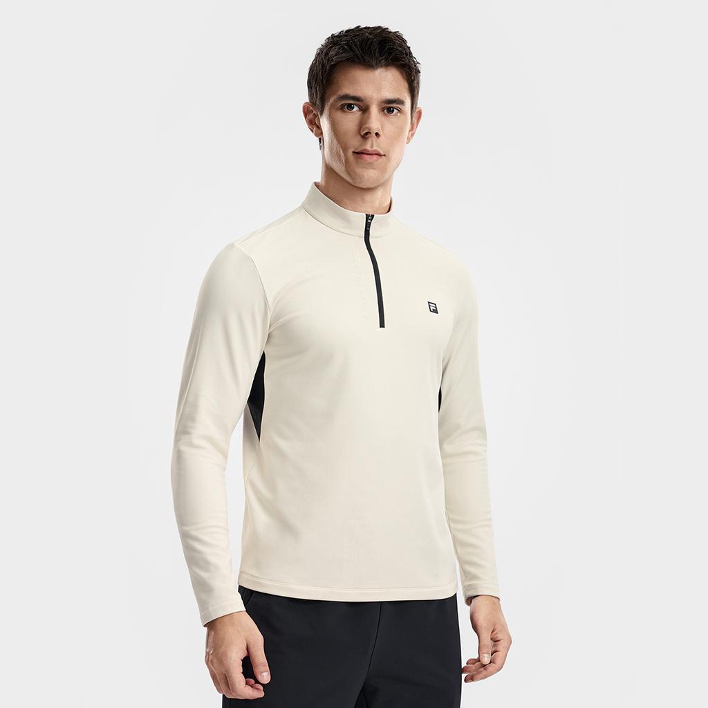Fila Флисовая версия Теплая Простая Спортивная тренировочная Удобная Универсальная Трикотажная футболка с длинным рукавом Мужские топы Белоснежный A11M611217FWT