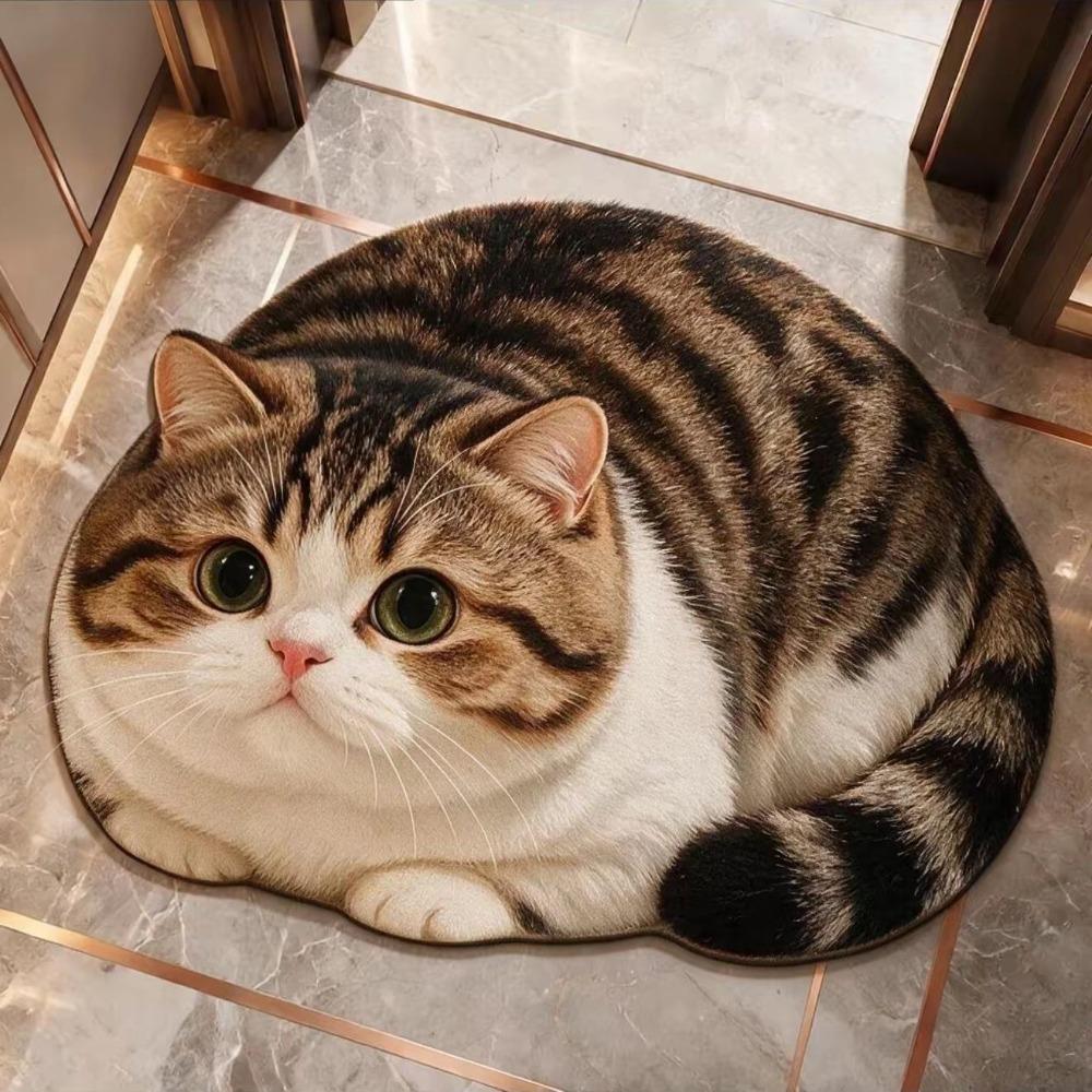 45×60CM Bathroom Carpet Realistic Bedroom Door Rug Cute 3D Cat Floor Mat Home Decor