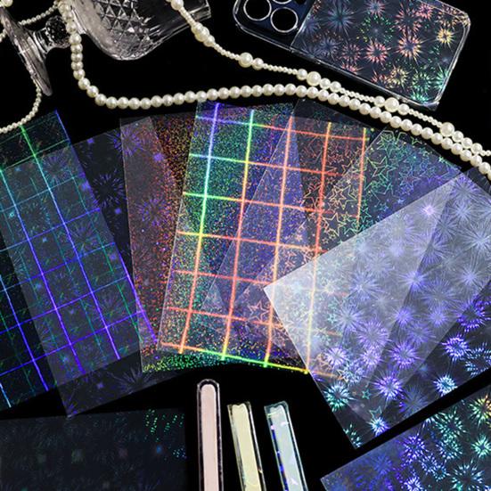 6 листов голографических наклеек «Иридисцентная мечта» для журналов, водонепроницаемые наклейки для скрапбукинга, прозрачная основа для коллажа, запечатывания, украшения