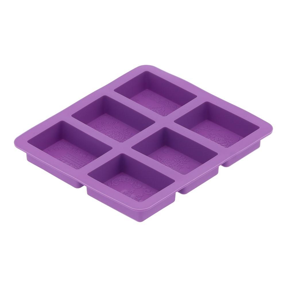 6-Cavity Design Soap Molding Case Flexible Silicone Cake Mold Set Silicone Soap Mold Handmade Soap