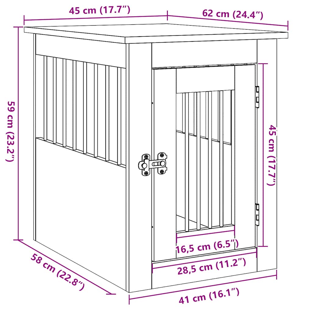 Dog Crate Furniture Black Oak 45 x 62 x 59 cm Engineered Wood