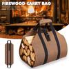 Сумка-тоут для хранения дров из холста, вощеный камин, большая сумка для переноски дров с ручками, ремень безопасности для кемпинга, на открытом воздухе, в помещении