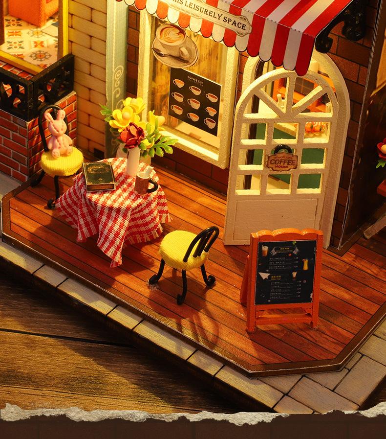 DIY Wooden Book Nook Shelf Insert Kit Chinese Street View Bookends Miniature Building Kits Bookshelf Doll Houses Friends Gifts