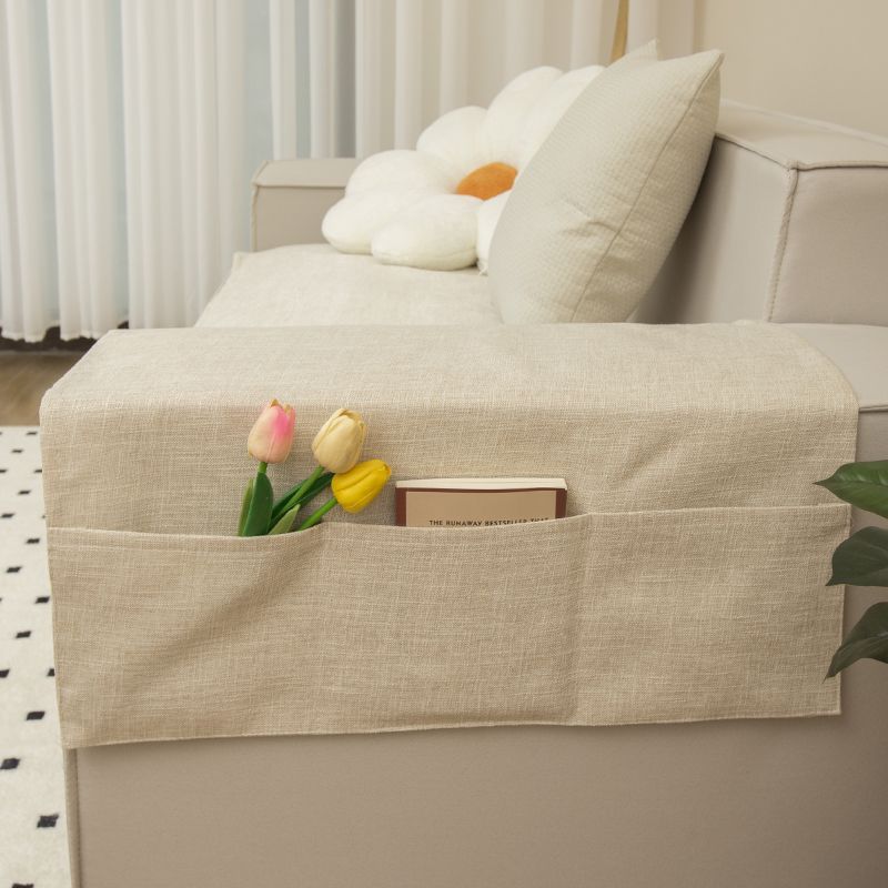 Sofa Handrail Cover Cloth Widened Imitation Linen Dust Towel Cover Pad Universal For Summer Non -Slip Towel