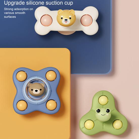 Emotional Comfort Plastic Eco-friendly Colorful Cartoon Animal Rattle Baby Soothing Toy Spinning Top