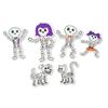 Halloween Stickers - MEGACREA DIY - Skeleton Family - Glitter Foam - 12 Pieces - 4.5 To 7.5 Cm