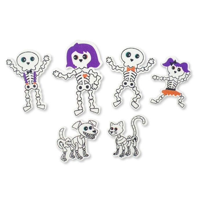 Stickers Halloween - MEGACREA DIY - Famille de squelette - Mousse glitter - 12 pièces - 4,5 à 7,5 cm