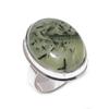 Кольцо из серебра 925 пробы с натуральным мхом и пренитом, размер 8 E7d89