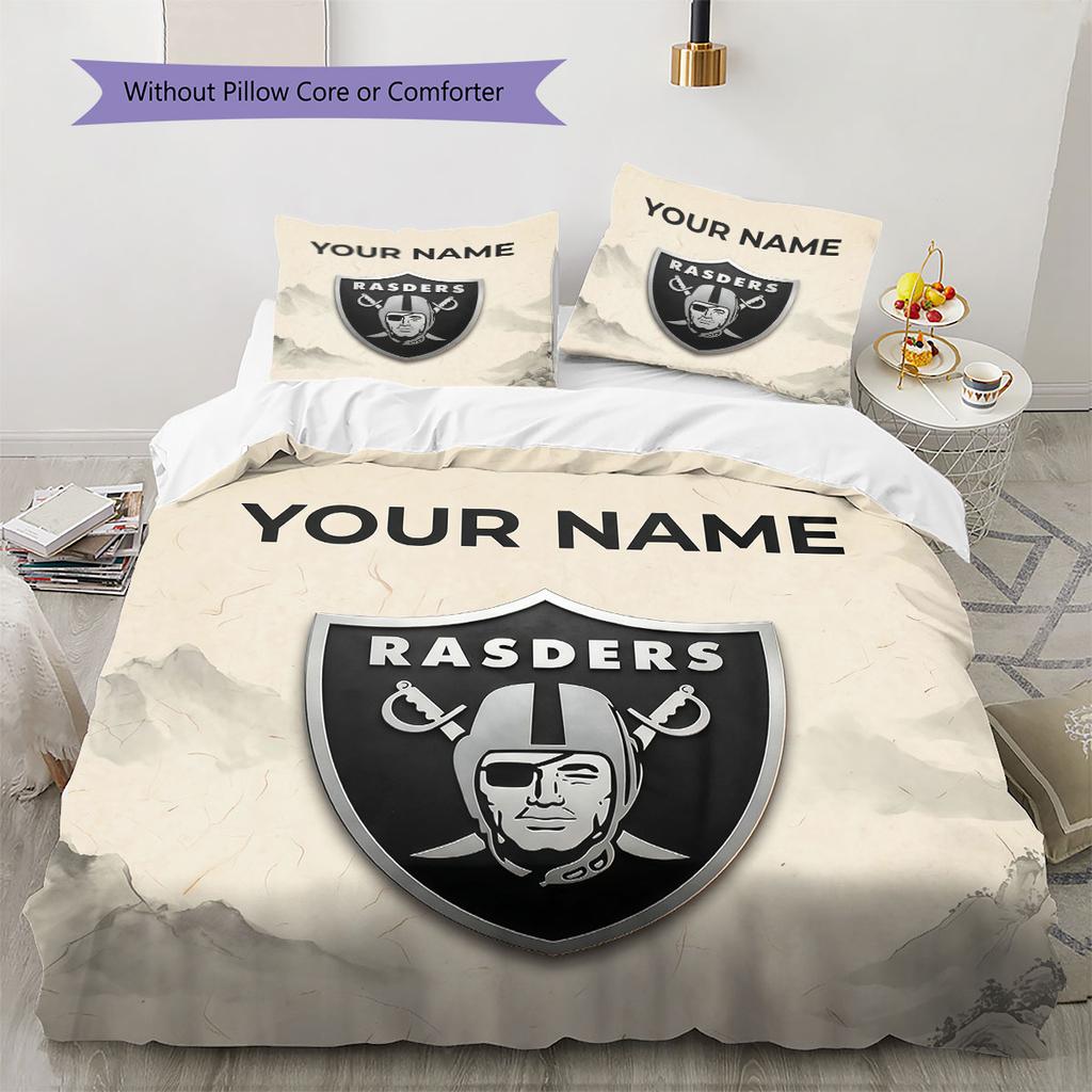 Custom Name,Las Vegas Raiders Pattern Bedding Home Decoration Birthday Gift ( 1 duvet cover + 2 pillowcase, without core),fan merchandise.