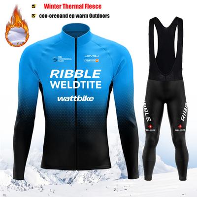 2026 Зимний Термофлисовый Велосипедный Комплект Джерси Maillot Ropa Ciclismo Сохраняет Тепло MTB Велосипедная Одежда Синий Велосипедный Комплект