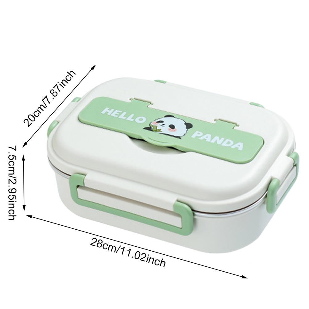 Stainless Steel Leakproof Lunch Box Microwave Safe 2/4/5 Grids Lunch Container with Cutlery Set Panda for Children School Picnic
