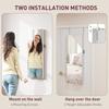 108 x 37cm Lockable Jewellery Cabinet, with LED Lights - White Surface and Pink Lining