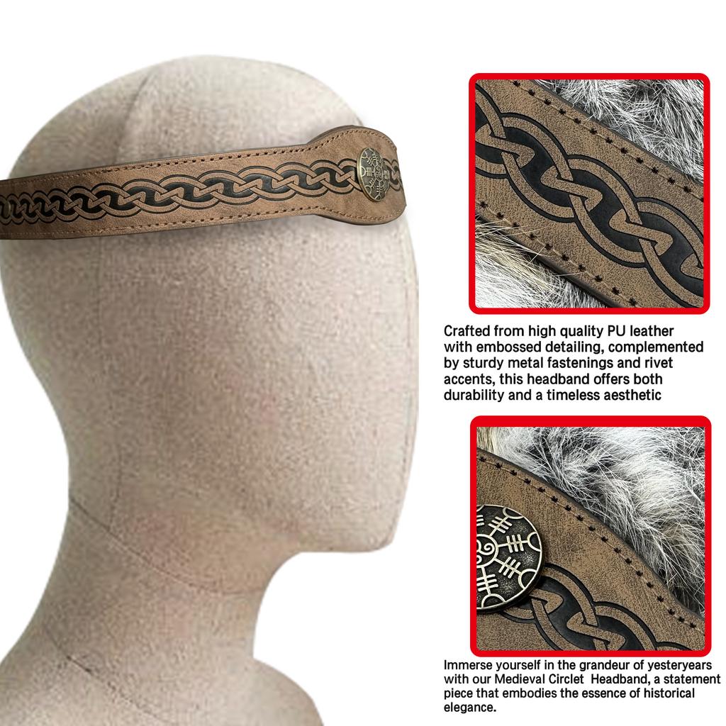 Medieval Headband Vintage Cosplay Viking Embossed Hairband for Men Cosplay Supplies Headband for Photoshoots and Stage