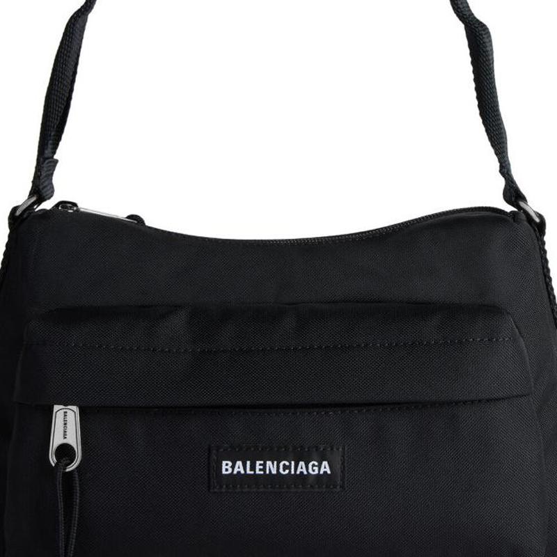 Balenciaga Explorer Letter Logo Patch Zip Closure Fabric Tote Shoulder Bag Men bags Black 7875742JMF71000