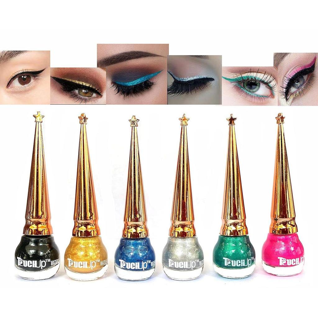 Набор из 6 жидких блестящих подводок для глаз Smudge Proof