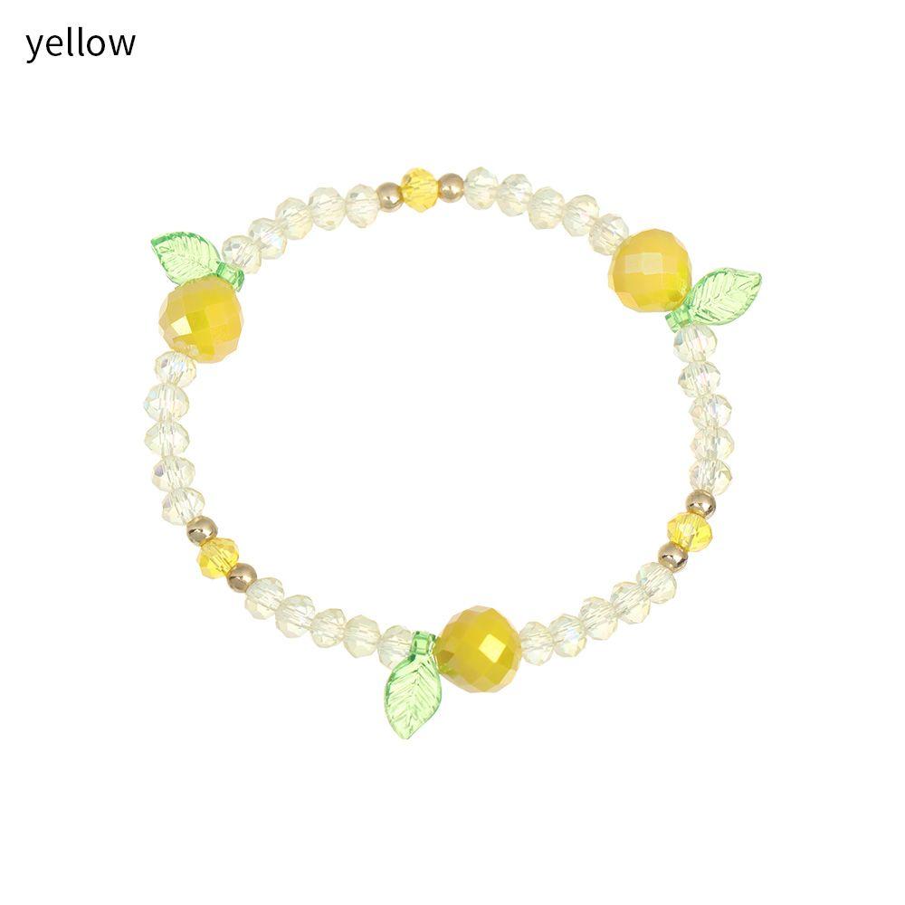 Girl Sweet Gift Bangles Elastic Rope Bracelets Glass Crystal Stone Fruit Crystal Beaded Bracelet