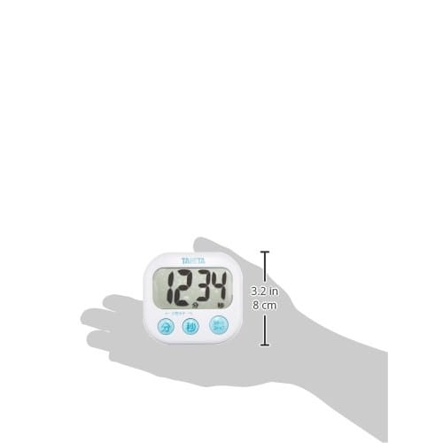 Tanita TD-384 WH Kitchen/Study Timer with Large Screen, Loud Sound, 100 Minutes, Magnetic Stand, White