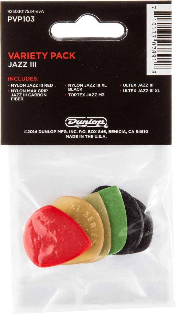 Jim Dunlop PVP103 Guitar Picks Jazz III Variety Pack