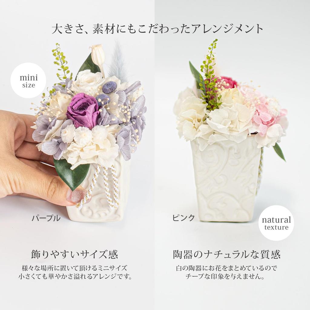 ORANGE APRON Preserved Pet Flowers (Gifts, Interior Decoration, and Buddhist Offerings) in a Clear Case (Purple) for Pets, Obon, and Higan