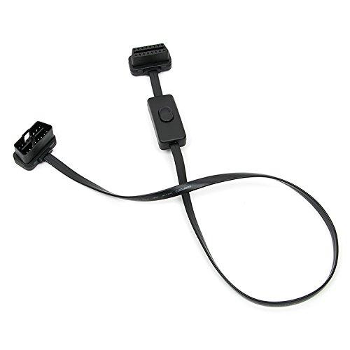 CarAngels Плоский удлинительный кабель OBD2 с переключателем 60 см OBDII 16-контактный