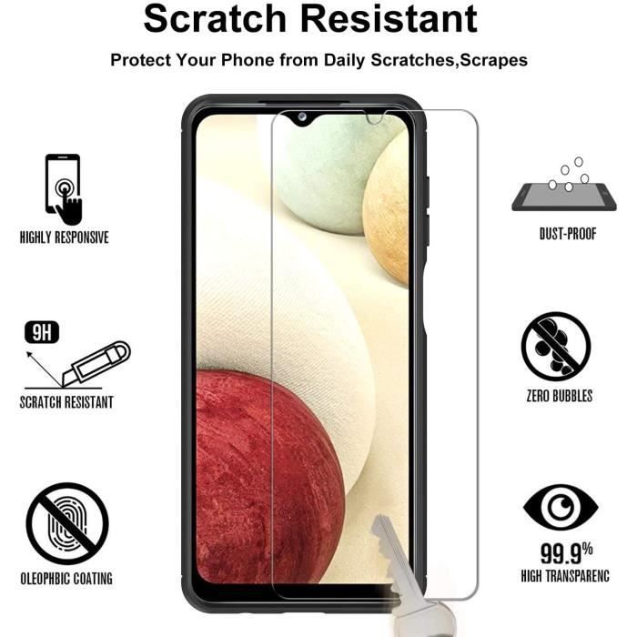 Coque pour Samsung Galaxy A12 / M12 + 3X Protecteur D'écran en Verre Trempé, Fibre de Carbone Silicone Souple TPU Housse Etui Coque