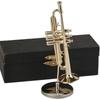 Copper Miniature Trumpet With Stand And Case Mini Musical Instrument Miniature Replica Model Mini Trumpet Home Ornament