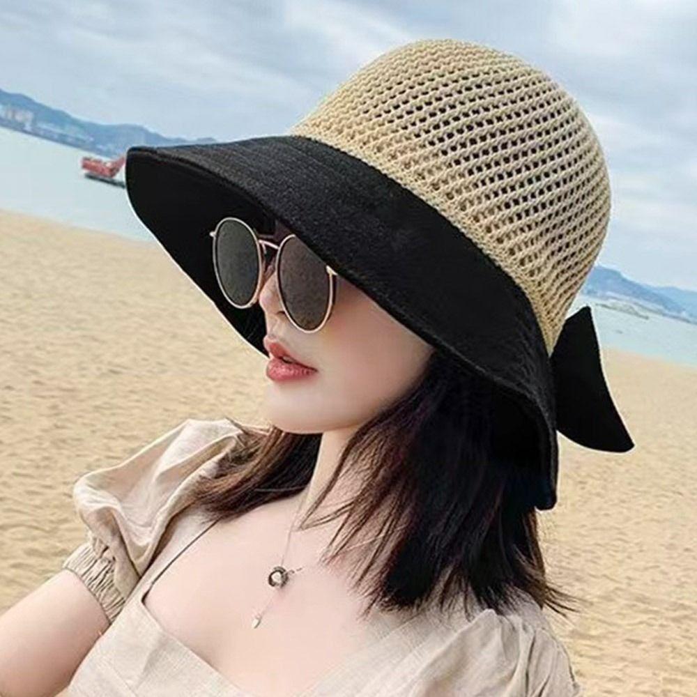 Wide Brim Bucket Hat Foldable Sunshade Hat Women Beach Cap