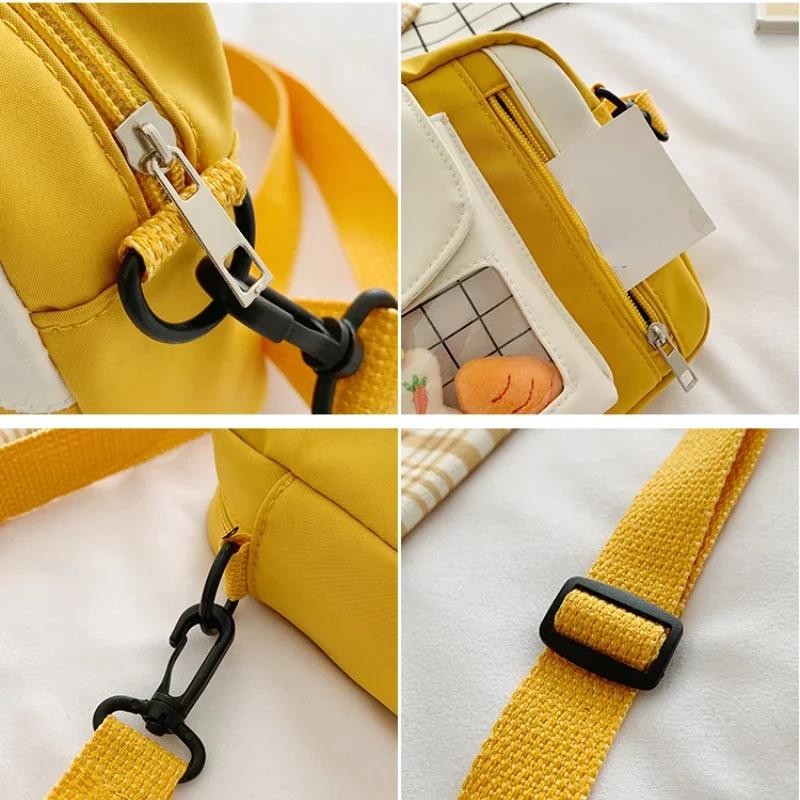 Женская новая милая парусиновая студенческая корейская версия на одно плечо, маленькая квадратная сумка через плечо, многофункциональная универсальная сумка через плечо через плечо