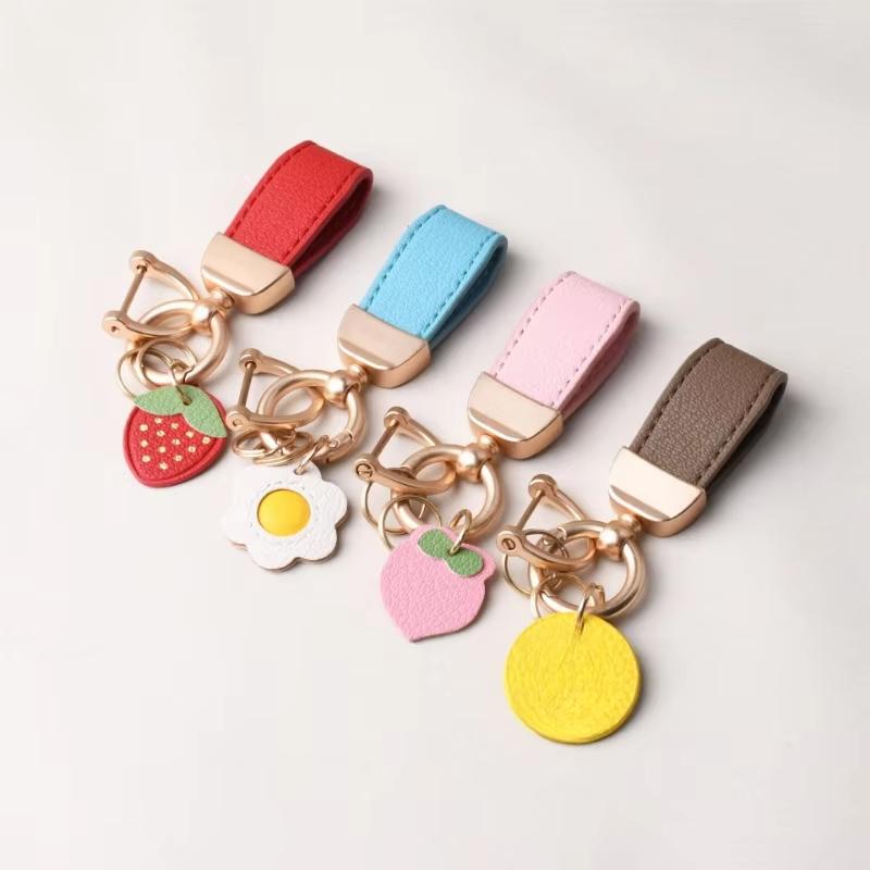 Модный брелок для ключей, роскошный металлический короткий кожаный цветок, автомобильный брелок, подвеска, раздельный брелок, женский брелок, аксессуары