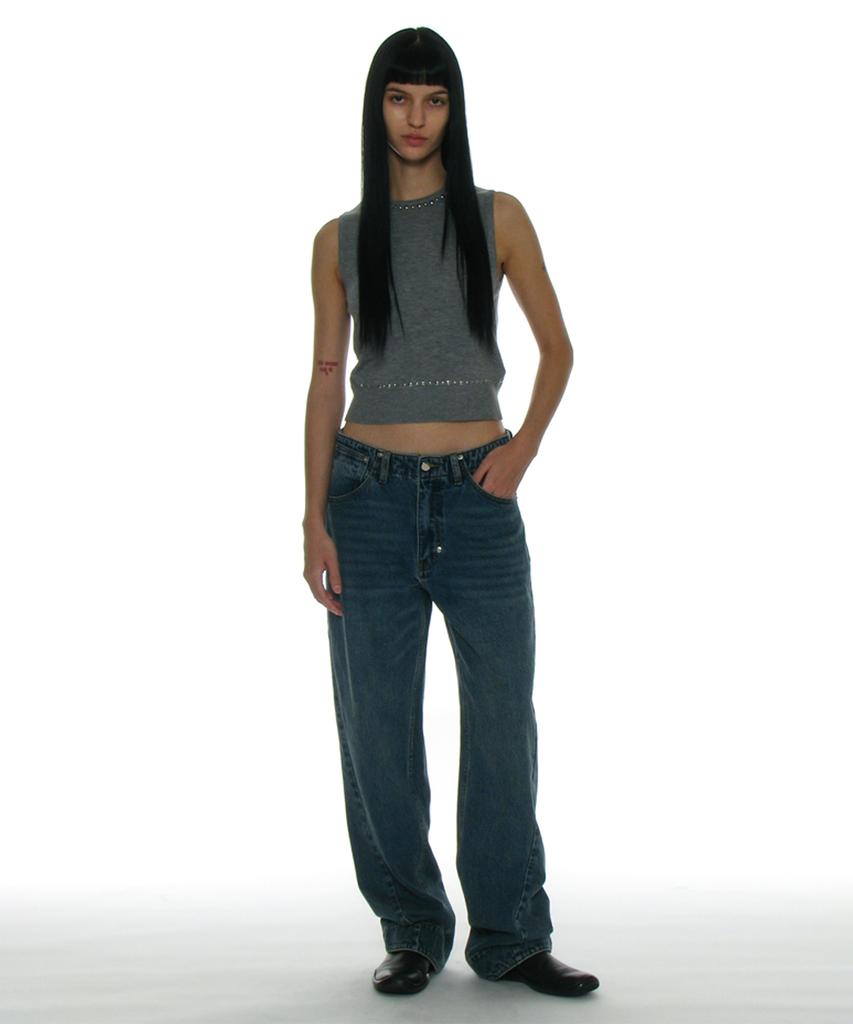 PARTIMENTO WOMEN Studded Knit Sleeveless Top_Melange