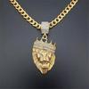 Нержавеющая Сталь Корона Лев Цепь Голова Кулон Iced Out Блеск Золотой Цвет Животное Ожерелье для Мужчин Хип-Хоп Украшения Dropshipping