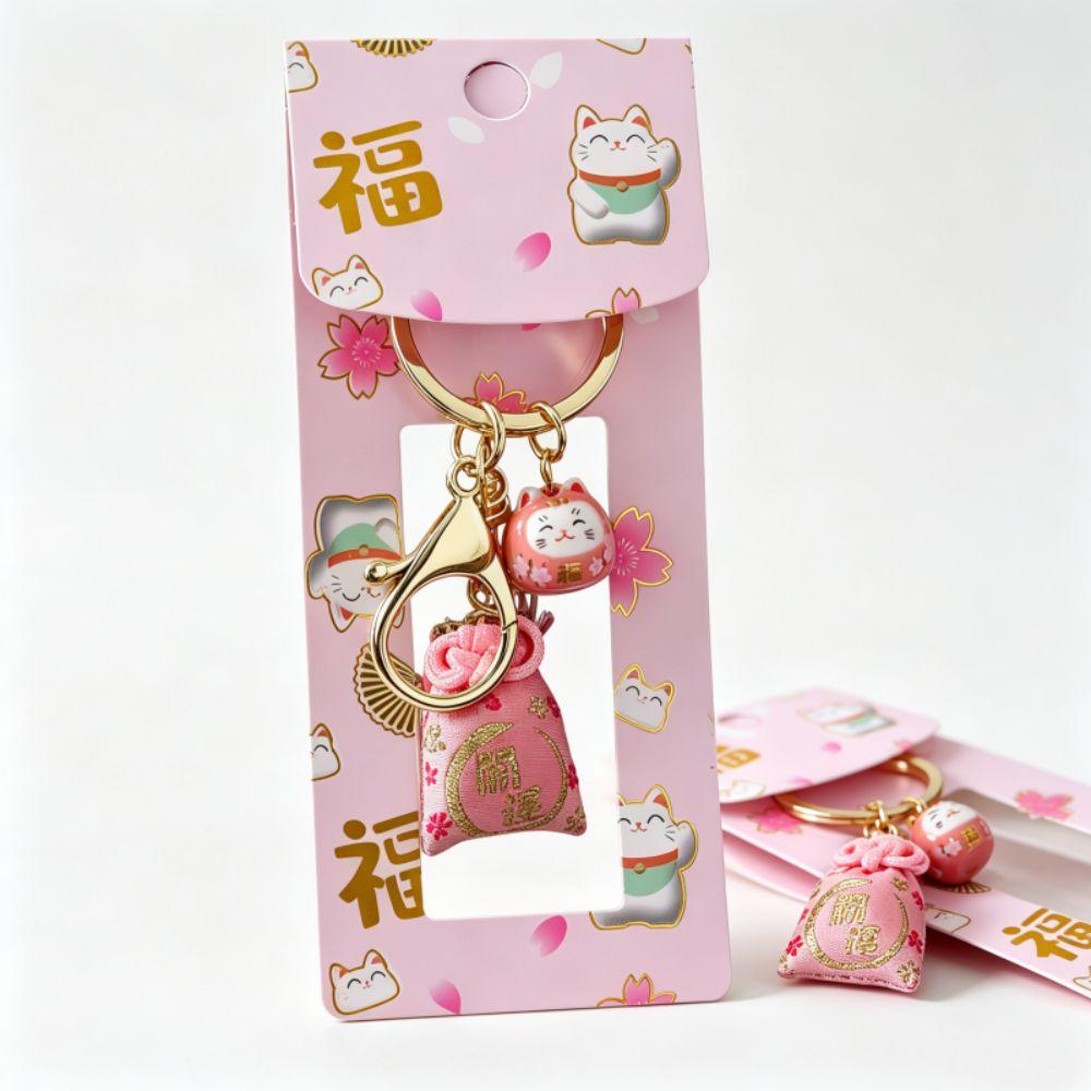 Hanging Ornament Maneki-neko Keychain Japanese-style Lucky Omamori Keyring Car Key Ring