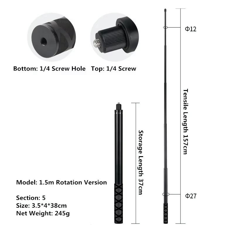 Invisible Extended Edition Selfie Stick Scalable Monopod for Insta360 X6 X5 X4 X3 Accessories for GoPro 13 12 DJI Action Stick 7
