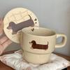 Милая мультяшная кружка с щенком и подставкой, Керамическая кружка-подставка с таксой, Кружка для воды, Кружка для завтрака с молоком, Креативный рождественский подарок