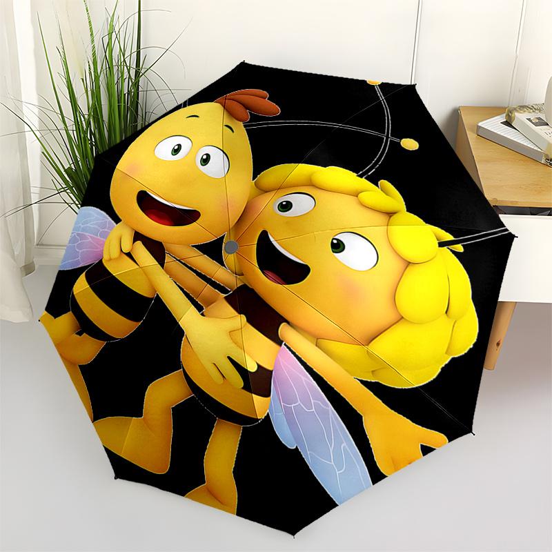 Bee Happy:Automatic Opening Folding Umbrella with 3 Fold Design,Iron Frame for Outdoor Use Perfect Gift for Fans and Travelers!0104082a
