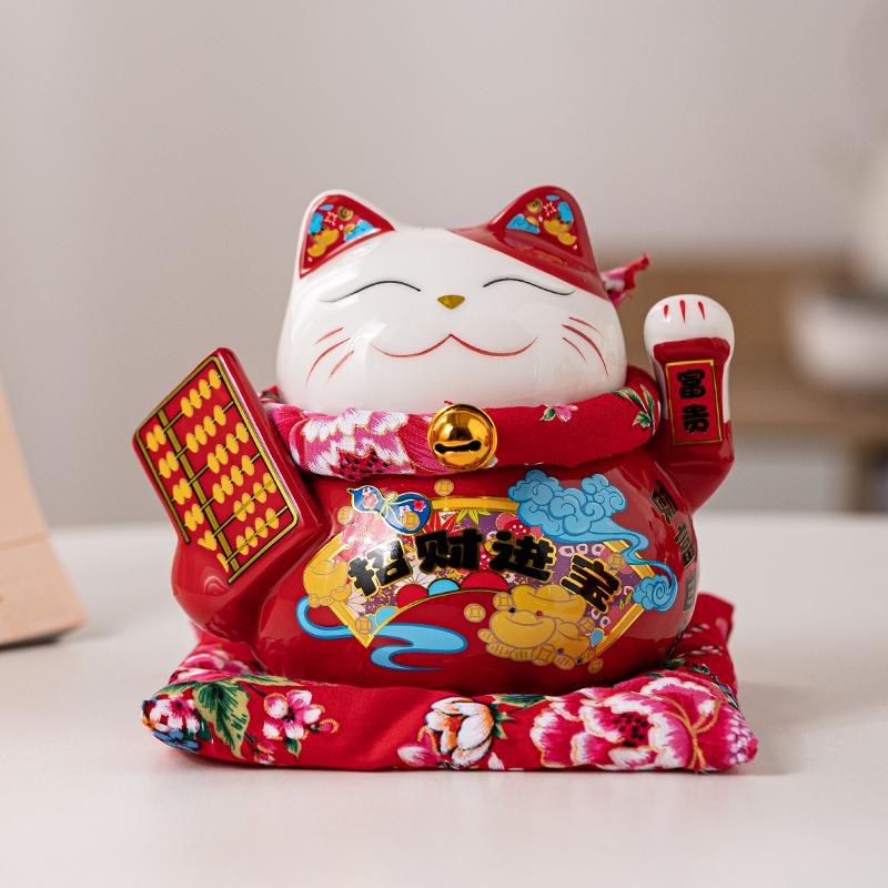 6-дюймовая керамическая денежная шкатулка с изображением счастливого кота, украшение Maneki Neko, фигурка, фен-шуй, удачливый кот, деловой подарок