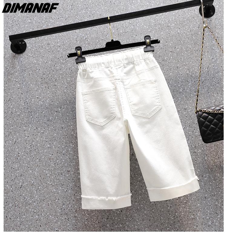 DIMANAF Летние женские брюки больших размеров Короткие джинсы с эластичной резинкой на талии Джинсовые дырки Модные свободные брюки большого размера Шорты