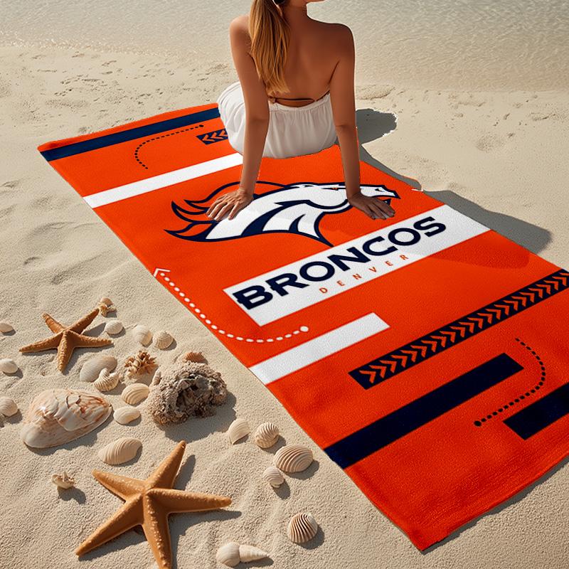 Denver Broncos Logo Microfiber Beach Towel, Lightweight And Quick-Dry, for Summer Travel, Beach Essential, Swimming Pool