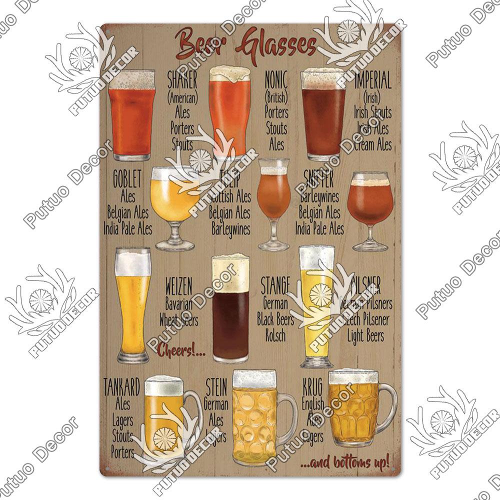 Decor Beer Vintage Tin Signs Plaque Metal Plates Retro Poster Wall Art Stickers for Bar Pub Club Man Cave Room Decoration