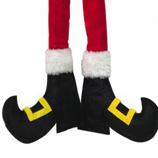 Рождественское бархатное украшение в виде ноги эльфа ручной работы для дома, офиса, фестиваля, праздничной вечеринки, окна, двери, подвеска на рождественскую елку, плюшевый бант