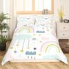 Cartoon Rainbow King Queen Duvet Cover Kids Girls Colorful Clouds Bedding Set Love Heart Comforter Cover Polyester Quilt Cover