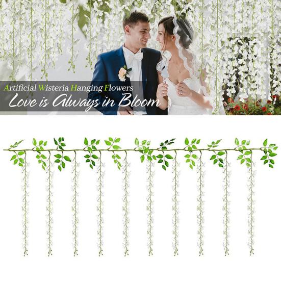 Yousheng Имитация цветов глицинии Искусственное плакучее растение с цветами Искусственное цветение глицинии Лоза для гирлянды Свадебная арка Декор стены